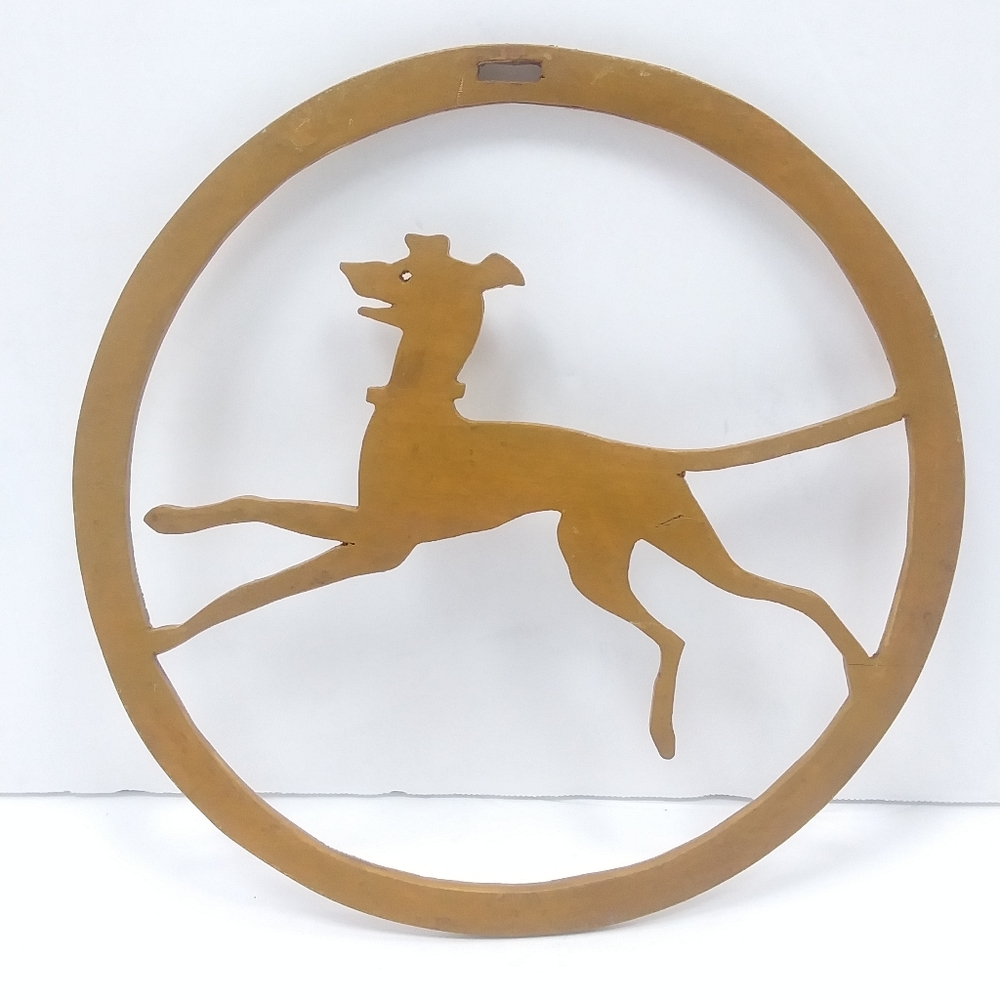 Vintage European Folk Art Lightweight Wood Cut Running Dog Ornament/Wall Art EUC